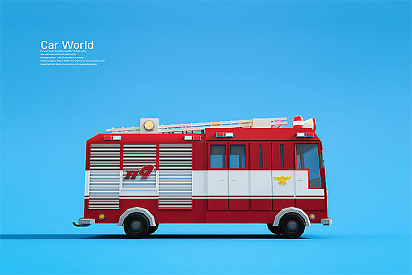PSD 편집 편집이미지 사람없음 3D소스 3D 입체 디지털합성 오브젝트 파란배경 소방차 119 로우폴리 편집소스 편집3D 백그라운드 자동차 파란색 소방 전화번호 파일형식