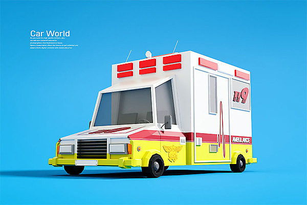 PSD 편집 편집이미지 자동차 사람없음 3D소스 3D 입체 디지털합성 오브젝트 파란배경 119 로우폴리 편집소스 소방응급차 편집3D 육상교통 백그라운드 파란색 응급차 소방 전화번호 파일형식