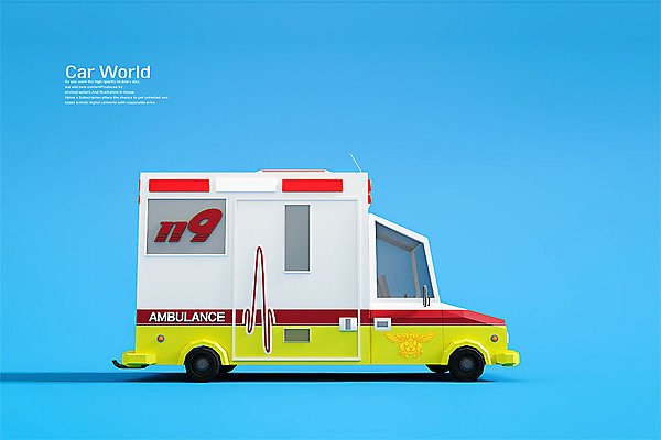 PSD 편집 편집이미지 자동차 사람없음 3D소스 3D 입체 디지털합성 오브젝트 파란배경 119 로우폴리 편집소스 소방응급차 편집3D 육상교통 백그라운드 파란색 응급차 소방 전화번호 파일형식
