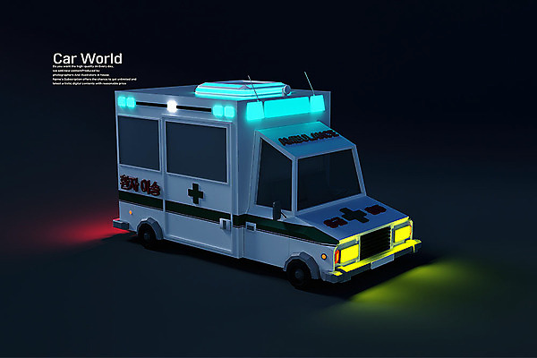 PSD 편집 편집이미지 검은배경 사람없음 3D소스 3D 구급차 입체 디지털합성 오브젝트 로우폴리 편집소스 편집3D 백그라운드 자동차 검은색 파일형식