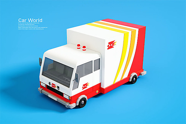 PSD 편집 편집이미지 사람없음 3D소스 3D 입체 디지털합성 오브젝트 파란배경 우체국 우체국차 우체국택배 로우폴리 편집소스 탑차 편집3D 백그라운드 자동차 파란색 트럭 택배 기관 파일형식