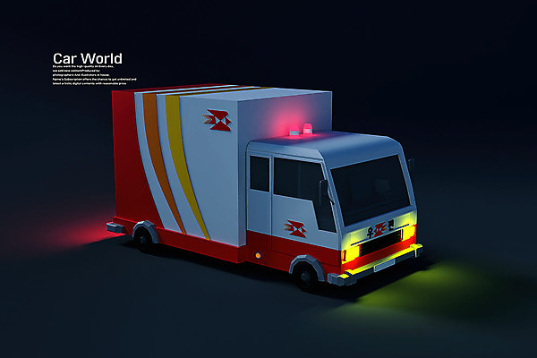 PSD 편집 편집이미지 검은배경 사람없음 3D소스 3D 입체 디지털합성 오브젝트 우체국 우체국차 우체국택배 로우폴리 편집소스 탑차 편집3D 백그라운드 자동차 검은색 트럭 택배 기관 파일형식