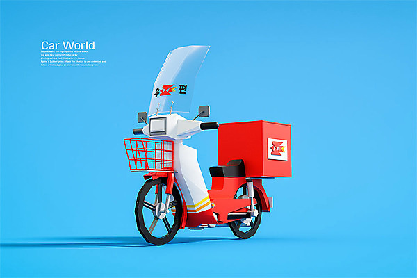 PSD 편집 편집이미지 사람없음 3D소스 3D 스쿠터 오토바이 입체 디지털합성 오브젝트 파란배경 우체국 우체국택배 로우폴리 편집소스 편집3D 백그라운드 파란색 바이크 택배 기관 파일형식