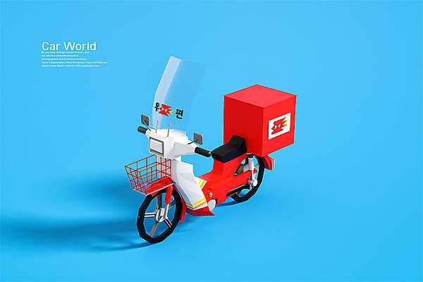 PSD 편집 편집이미지 사람없음 3D소스 3D 스쿠터 오토바이 입체 디지털합성 오브젝트 파란배경 우체국 우체국택배 로우폴리 편집소스 편집3D 백그라운드 파란색 바이크 택배 기관 파일형식