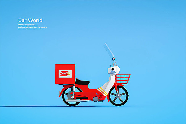 PSD 편집 편집이미지 사람없음 3D소스 3D 스쿠터 오토바이 입체 디지털합성 오브젝트 파란배경 우체국 우체국택배 로우폴리 편집소스 편집3D 백그라운드 파란색 바이크 택배 기관 파일형식