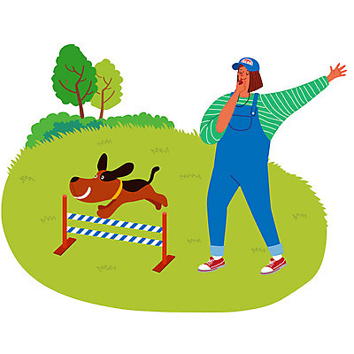 직업 한마리 우먼라이프 여자 일러스트 한명 사람 초원 성인 구직 강아지 장애물 즐거움 열정 반려 자격증 훈련조교 싱글라이프 성인여자한명만 애견훈련소 국내일러스트 AI파일 1 라이프스타일 감정 컨셉 반려동물 개 증명서 여자한명만 성인여자만 파일형식 벡터 애견훈련