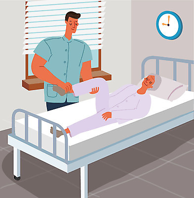 직업 라이프스타일 할아버지 노년 남자 일러스트 병원 사람 성인 두명 환자 구직 즐거움 열정 요양원 물리치료 물리치료사 자격증 남자만 국내일러스트 AI파일 감정 컨셉 의학 생활 치료 증명서 치료사 파일형식 벡터