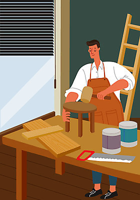 직업 남자 맨라이프 일러스트 한명 사람 성인 목재 구직 즐거움 만들기 나무의자 열정 목공예 톱 자격증 싱글라이프 성인남자한명만 국내일러스트 AI파일 나무 1 라이프스타일 감정 컨셉 의자 재료 모션 공구 공예 증명서 남자한명만 성인남자만 파일형식 벡터