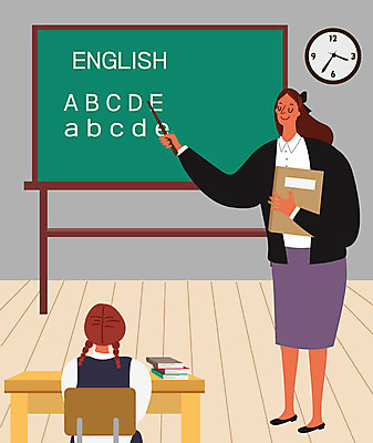 직업 학생 라이프스타일 알파벳 영어 여자 교육 어린이 시계 의자 일러스트 사람 성인 두명 책 강사 교사 칠판 구직 책상 즐거움 영어교사 열정 학원 영어학원 자격증 여자만 국내일러스트 AI파일 문자 감정 가구 컨셉 생활 증명서 파일형식 벡터