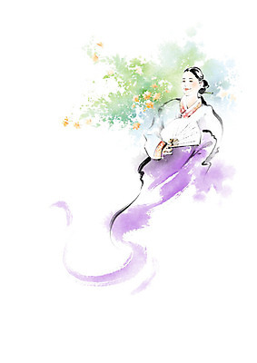 PSD 무료이미지 여자 꽃 일러스트 캘리그라피 붓터치 한명 들기 사람 성인 뷰티 부채 전통의상 한복 번짐 비녀 여자한복 인물화 성인여자한명만 국내일러스트 식물 1 한국전통 전통 모션 전통소품 그림 여자한명만 성인여자만 파일형식 효과 헤어액세사리