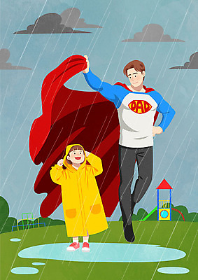 PSD 여자 남자 딸 행복 어린이 일러스트 가족 하늘 사람 성인 두명 컬러풀 비 아빠 미끄럼틀 놀이터 망토 즐거움 먹구름 웅덩이 우비 슈퍼맨 슈퍼맨의상 슈퍼히어로 정글짐 국내일러스트 자연요소 옷 감정 컬러 관계 놀이 날씨 놀이기구 영웅 파일형식 구름_자연