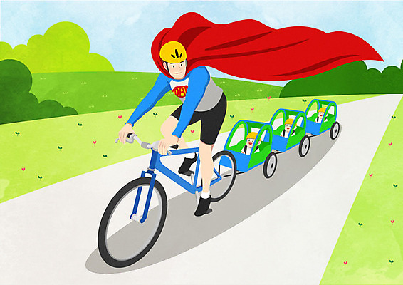 PSD 남자 행복 길 어린이 일러스트 가족 하늘 사람 초원 여러명 성인 여름 컬러풀 자전거 아빠 헬멧 망토 쌍둥이 즐거움 슈퍼맨 슈퍼맨의상 슈퍼히어로 국내일러스트 옷 계절 감정 컬러 다수 관계 바이크 보호장비 영웅 파일형식