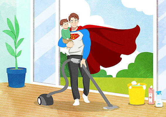 PSD 식물 구름 남자 행복 화분 아들 거실 일러스트 창문 가족 하늘 사람 성인 두명 컬러풀 아기 아빠 망토 청소도구 청소 세제 양동이 즐거움 청소기 슈퍼맨 슈퍼맨의상 슈퍼히어로 남자만 국내일러스트 자연요소 옷 감정 컬러 관계 전자제품 도구 영웅 파일형식