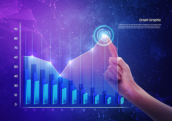 PSD 편집이미지 손 그래프 새로움 사람 신체부위 그래픽 파란색 우주 보라색 터치 남색 입체도형 홀로그램 4차산업 이미지편집 도형 산업 컬러 컨셉 입체 파일형식