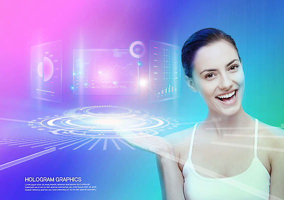 PSD 서양인 외국인 편집이미지 손 여자 그래프 새로움 한명 20대 성인 그래픽 컬러풀 가리킴 입체 홀로그램 가상현실 성인여자한명만 4차산업 이미지편집 1 산업 컬러 컨셉 사람 인종 손짓 청년 신체부위 여자한명만 성인여자만 파일형식