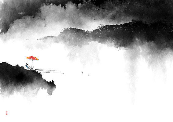 PSD 호수 일러스트 캘리그라피 자연 붓터치 낚시 휴가 휴식 흑백 한명 사람 풍경 물 평화 파라솔 낚시용품 낚싯대 번짐 낚시꾼 낙관 낚시줄 낚시의자 국내일러스트 자연요소 1 컨셉 의자 레저 촬영기법 생태계 파일형식 효과