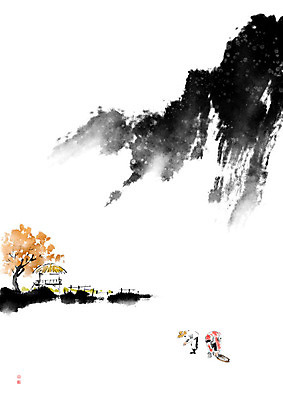 PSD 나무 부부 여자 남자 밭 일러스트 캘리그라피 자연 붓터치 흑백 사람 풍경 두명 울타리 평화 농사 농부 번짐 원두막 낙관 국내일러스트 식물 직업 커플 컨셉 농업 촬영기법 담장 생태계 파일형식 효과