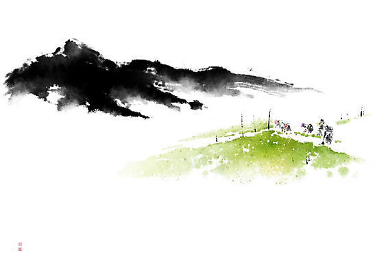 PSD 일러스트 캘리그라피 자연 붓터치 협력 산 흑백 사람 풍경 여러명 연두색 평화 농촌 농부 번짐 낙관 국내일러스트 직업 다수 컨셉 촬영기법 초록색 시골 생태계 파일형식 효과