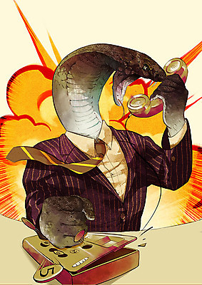 PSD 동물 한마리 일러스트 넥타이 스트레스 의인화 사람 정장 컬러풀 사무실 슬픔 분노 업무 직장인 폭력 뱀 폭발 텔레마케팅 통화 코브라 국내일러스트 직업 1 잡화 옷 감정 컬러 비즈니스 파충류 모션 작업 서비스업 사회이슈 파일형식