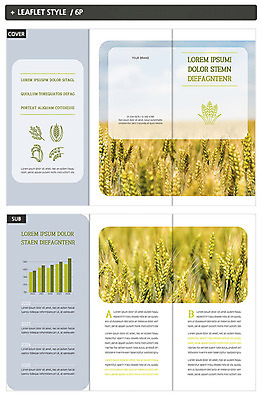 템플릿 표지디자인 표지 ZIP 내지 리플렛 식재료 3단접지 하늘 그래프 팜플렛 초원 사람없음 농작물 노란색 회색 추수 가을 보리 보리밭 인디자인 INDD 이미지템플릿 계절 컬러 밭 농업 곡류 파일형식