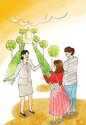 PSD 여자 남자 꽃 행복 결혼 일러스트 신혼부부 사람 성인 세명 준비 예약 설렘 예식장 국내일러스트 식물 부부 감정 이벤트 공간 신혼 파일형식