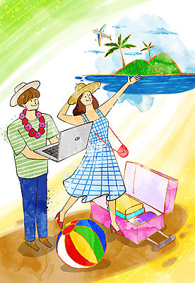 PSD 나무 모자 여자 남자 꽃 행복 바다 섬 결혼 일러스트 신혼부부 비행기 사람 성인 두명 노트북 여행가방 신혼여행 계획 비치볼 준비 설렘 여행준비 성인만 국내일러스트 식물 부부 잡화 감정 여행 컨셉 가방 공 항공교통 대중교통 바캉스용품 이벤트 전자제품 신혼 파일형식