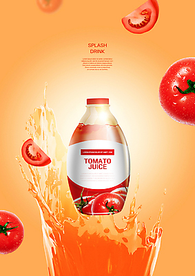 PSD 편집이미지 토마토 사람없음 주황색 튀는물 패키지 음료수병 토마토주스 스플래쉬 이미지편집 컬러 채소 야채주스 액체표현 병_담는 파일형식