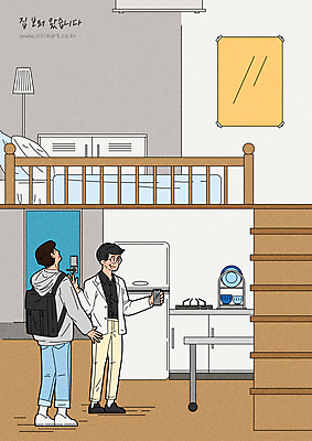 전신 남자 일러스트 식탁 집안 서기 들기 성인 두명 스마트폰 계단 올려보기 침대 스탠드 가스레인지 서랍장 내집마련 냉장고 백팩 복층 공인중개사 부동산중개인 오피스텔 성인남자만 국내일러스트 AI파일 직업 가구 가방 모션 탁자 부동산 조명 실내 사람 핸드폰 스마트기기 가전제품 레인지 중개인 남자만 성인만 파일형식 벡터