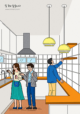 전신 부부 여자 남자 일러스트 창문 집안 조명 선반 서기 들기 성인 세명 스마트폰 주방 싱크대 내집마련 공인중개사 렌지후드 부동산중개인 환기구 성인만 국내일러스트 AI파일 직업 커플 가구 모션 부동산 실내 사람 핸드폰 스마트기기 중개인 개수대 환풍기 파일형식 벡터