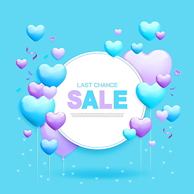 PSD 편집이미지 하늘색 이벤트 타이포그라피 사람없음 세일 원형 하트풍선 원형프레임 찬스 프로모션 이미지편집 도형 문자 프레임 파란색 하트 풍선 파일형식