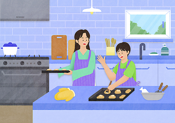 PSD 여자 남자 어린이 일러스트 창문 집안 도마 함께함 쟁반 들기 소년 상반신 성인 취미 두명 파란색 손들기 쿠키 제과 주방 앞치마 오븐 즐거움 조리대 홈베이킹 주방장갑 믹싱볼 집콕 스테이홈 레이어드홈 국내일러스트 모자관계 그릇 감정 아들 컬러 장갑 컨셉 가족 모션 엄마 주방용품 디저트 실내 사람 제과제빵 가전제품 제빵 신조어 파일형식 사회적거리두기 앳홈라이프