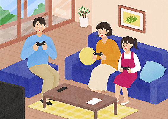 전신 PSD 여자 남자 화분 어린이 액자 쿠션 거실 일러스트 가족 탁자 집안 함께함 들기 앉기 소녀 성인 취미 세명 소파 텔레비전 카펫 발코니 게임 게임기 즐거움 집콕 스테이홈 레이어드홈 국내일러스트 감정 가구 컨셉 의자 관계 모션 놀이 실내 사람 전자제품 신조어 파일형식 사회적거리두기 앳홈라이프