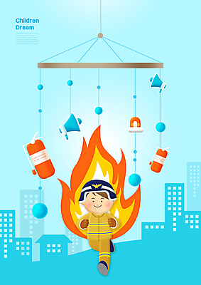 전신 PSD 남자 어린이 하늘색 일러스트 불 한명 소년 건물 달리기 확성기 꿈 소방관 장래희망 모빌 소화기 방화복 사이렌 소년한명만 국내일러스트 자연요소 1 건축물 모션 사람 파란색 아기용품 안전장비 구조원 소방 남자한명만 소년만 파일형식