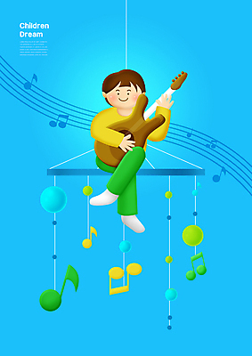전신 PSD 남자 어린이 연주 음표 일러스트 한명 들기 앉기 소년 파란색 꿈 다리꼬기 기타 원형 장래희망 기타리스트 모빌 소년한명만 국내일러스트 도형 1 기호 음악 컬러 모션 현악기 사람 연주자 아기용품 남자한명만 소년만 파일형식