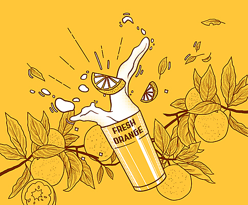 PSD 오렌지 일러스트 나뭇잎 잔 타이포그라피 사람없음 노란색 나뭇가지 오렌지주스 슬라이스 오렌지나무 오렌지조각 국내일러스트 나무 문자 식기 컬러 잎 과일 과일주스 파일형식