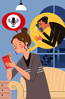 여자 남자 말풍선 일러스트 창문 조명 들기 상반신 성인 두명 건물 파란색 스마트폰 소파 녹음 범죄 서랍장 통화 스토커 성인만 국내일러스트 AI파일 건축물 컬러 가구 의자 모션 사람 핸드폰 스마트기기 기록 파일형식 벡터