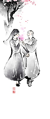 전신 PSD 나무 여자 꽃 불교 일러스트 캘리그라피 붓터치 함께함 미소 성인 두명 친구 걷기 손잡기 천주교 종교인 승려 동양화 번짐 화합 낙관 수다 승복 수녀 비구니 수녀복 성인여자만 국내일러스트 식물 종교 컨셉 관계 모션 표정 대화 미술 사람 성직자 여자만 성인만 파일형식 효과