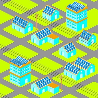 EPS 해외이미지 컨셉 패턴 일러스트 주택 건물 초록색 경제 파란색 태양 힘 에너지 판넬 봉 철탑 해외일러스트 자연요소 건축물 컬러 무늬 탑 파일형식 벡터 이미지허브