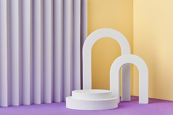 포토 도형 백그라운드 실내 내부 노란색 보라색 공백 무대 입체 파일형식 보라색배경 노란배경 포디움 단상 아치 카피스페이스 모던 목업 입체도형 원형 스튜디오촬영 JPG 사람없음 오브젝트 국내포토