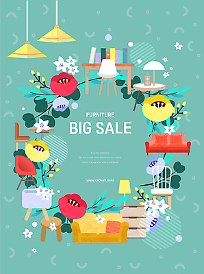 꽃 가구 쿠션 잎 의자 일러스트 조명 프레임 타이포그라피 사람없음 쇼핑 소파 스탠드 책상 서랍장 민트색 빅세일 스툴 원형탁자 프레임일러스트 가구점 국내일러스트 AI파일 식물 문자 컬러 생활용품 탁자 세일 상점 파일형식 벡터