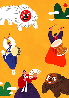 전신 PSD 한국문화 한국전통 여자 전통문화 일러스트 문화예술 산 들기 상반신 성인 세명 태양 노란색 점프 한복 북 즐거움 전통무용 장구 접부채 무형문화재 북청사자 북청사자놀음 사자탈 성인여자만 국내일러스트 자연요소 동양문화 전통 감정 문화 컬러 모션 타악기 한국 국악기 사람 문화재 춤 전통의상 탈 전통부채 여자만 성인만 파일형식