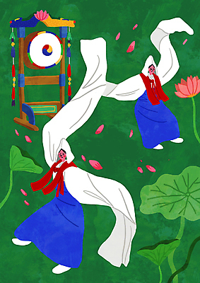 전신 PSD 한국문화 한국전통 여자 꽃잎 전통문화 일러스트 문화예술 연꽃 국악기 성인 두명 초록색 춤 북 즐거움 연잎 전통무용 낙화 무형문화재 승무 승무북 성인여자만 국내일러스트 동양문화 전통 꽃 감정 문화 악기 컬러 잎 타악기 한국 국악 사람 문화재 전통공연 여자만 성인만 파일형식