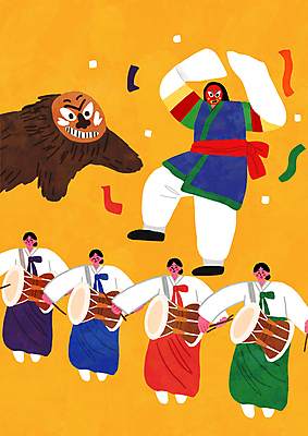 전신 PSD 한국문화 한국전통 여자 남자 전통문화 일러스트 문화예술 들기 여러명 성인 노란색 춤 한복 즐거움 탈춤 전통무용 장구 무형문화재 북청사자 북청사자놀음 사자탈 장구춤 성인만 국내일러스트 동양문화 전통 감정 문화 컬러 다수 모션 타악기 한국 국악기 사람 문화재 전통의상 전통공연 탈 파일형식