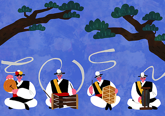 전신 PSD 한국문화 한국전통 남자 전통문화 연주 일러스트 문화예술 들기 앉기 여러명 성인 파란색 소나무 한복 풍물놀이 사물놀이 북 즐거움 장구 징 꽹과리 상모 무형문화재 사물놀이패 상모돌리기 성인남자만 국내일러스트 나무 동양문화 전통 감정 문화 음악 컬러 다수 모션 타악기 한국 국악기 국악 사람 전통놀이 문화재 전통의상 전통공연 남자만 성인만 파일형식