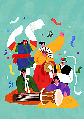 전신 PSD 한국문화 한국전통 여자 남자 전통문화 연주 일러스트 문화예술 함께함 들기 여러명 성인 손들기 춤 한복 즐거움 탈춤 전통무용 장구 가야금 꽹과리 접부채 무형문화재 민트색 성인만 국내일러스트 동양문화 전통 감정 문화 음악 컬러 다수 컨셉 모션 현악기 타악기 한국 국악기 사람 문화재 전통의상 전통공연 전통부채 파일형식