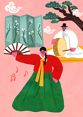 전신 PSD 구름 한국문화 한국전통 여자 남자 전통문화 분홍색 일러스트 노래 문화예술 들기 앉기 성인 두명 소나무 한복 즐거움 병풍 접부채 무형문화재 판소리 판소리북 성인만 국내일러스트 자연요소 나무 동양문화 전통 감정 문화 음악 컬러 모션 한국 사람 문화재 전통의상 전통공연 북 전통부채 파일형식