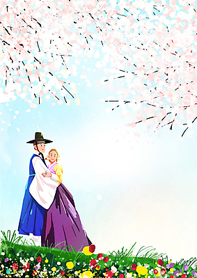 전신 PSD 커플 여자 남자 행복 결혼 일러스트 신혼부부 포옹 하늘 사랑 서기 성인 두명 봄 벚꽃 벚나무 한복 언덕 신랑신부 성인만 웨딩촬영 국내일러스트 나무 한국전통 부부 계절 꽃 감정 신부_웨딩 신랑 관계 안기 모션 사람 이벤트 전통의상 신혼 기념사진 파일형식