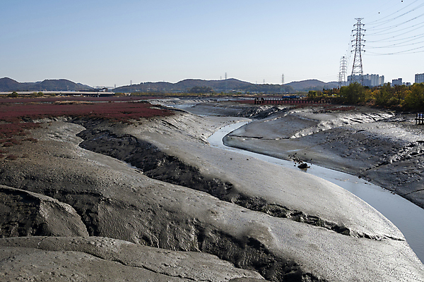 포토 JPG 주간 하늘 산 사람없음 야외 가을풍경 가을 분위기 습지 경기도 갯벌 송전탑 생태공원 시흥 국내포토 자연요소 계절 공원 컨셉 한국 풍경 탑 파일형식 가을_계절