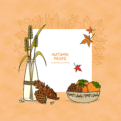 PSD 그릇 단풍 라인일러스트 일러스트 유리병 프레임 감 사람없음 주황색 벼 가을 담기 솔방울 프레임일러스트 국내일러스트 식기 계절 컬러 잎 과일 모션 병_용기 곡류 파일형식
