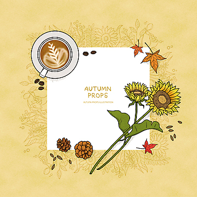 PSD 단풍 라인일러스트 일러스트 해바라기 프레임 사람없음 노란색 원두 가을 커피잔 솔방울 라떼 라떼아트 프레임일러스트 해바라기씨 국내일러스트 계절 꽃 커피 컬러 잎 잔 씨앗 그림 파일형식